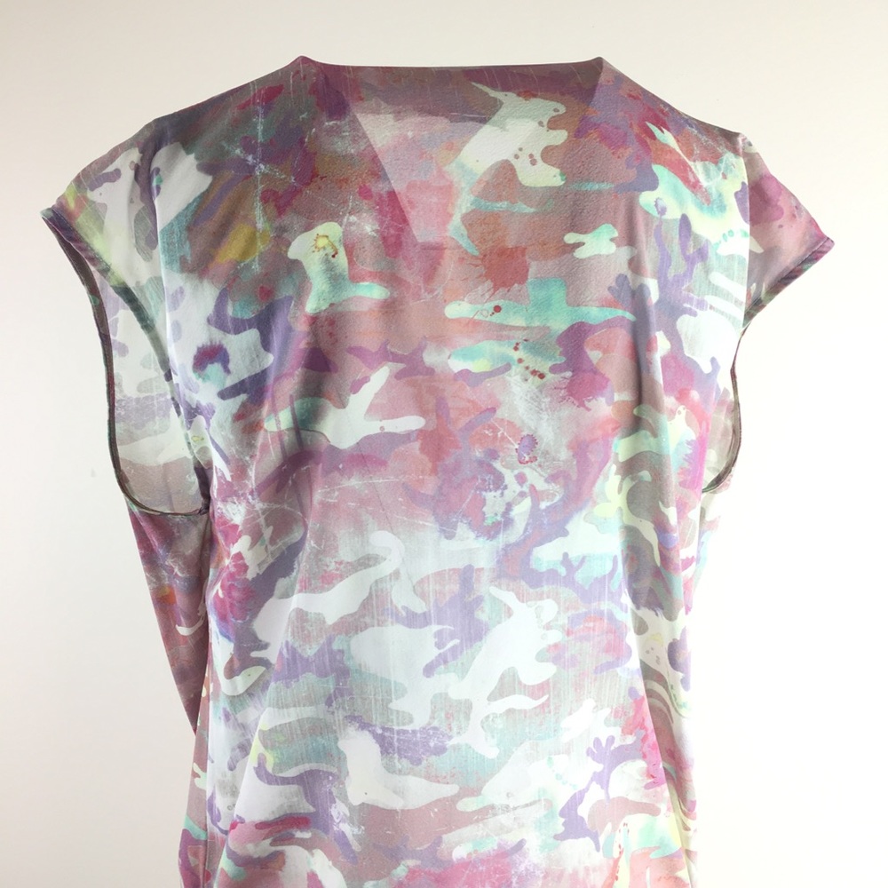 IRO ruched sides silk mini dress camo pink sz 1 - Picture 6 of 7